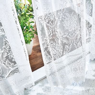 「デザインマクラメレースカーテン（レースカーテン）」