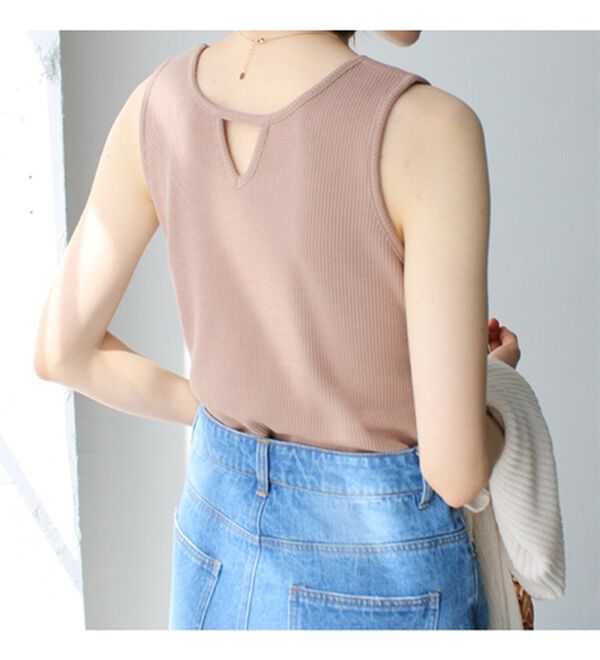 GeeRA（ジーラ）の「前後２ｗａｙスリットネックワッフルタンクトップ（タンクトップ・キャミソール）」｜詳細画像