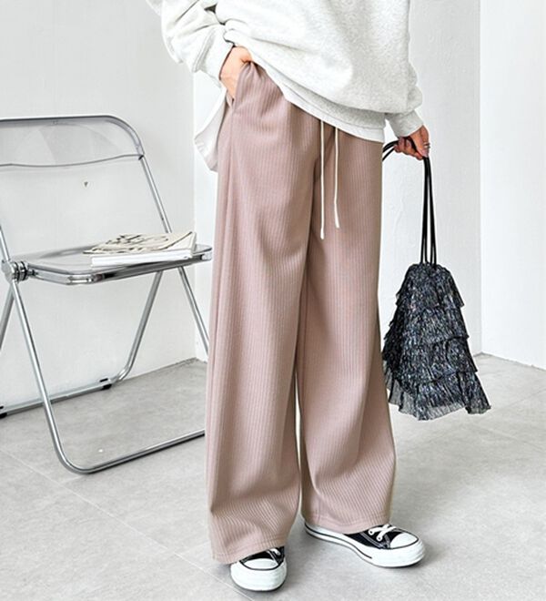 GeeRA（ジーラ）の「ふわふわあったか！裏起毛リブワイドパンツ（フルレングスパンツ）」｜詳細画像