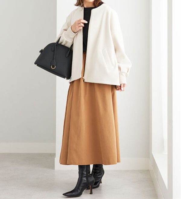 BELLUNA（ベルーナ）の「【ｍａｋｏさんコラボ】ウール調ノーカラーブルゾン（ブルゾン）」｜詳細画像