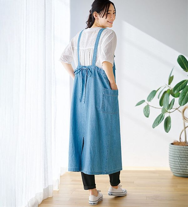 BELLUNA（ベルーナ）の「＜＆ｃｏｃｏｃｈｉ＞コットンリネンデニムジャンパースカート（シャツワンピース）」｜サックス