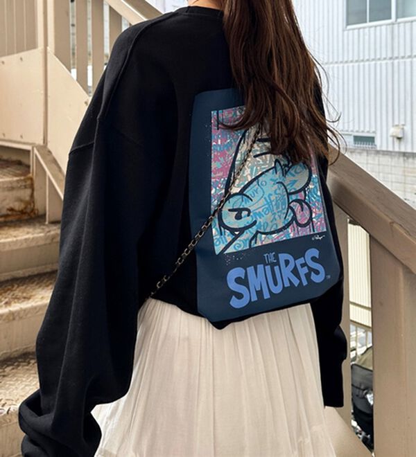 GeeRA（ジーラ）の「【スマーフ】コラボプリントスウェット（メンズカットソー）」｜詳細画像