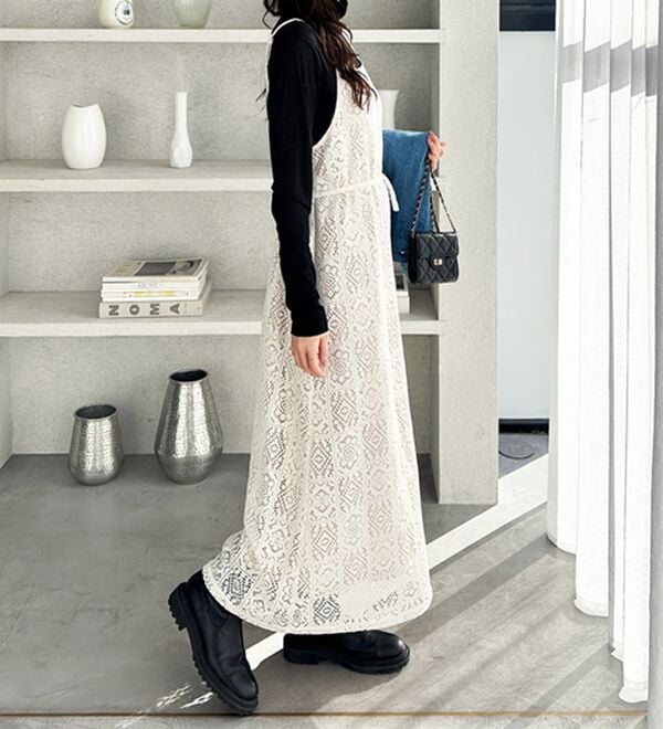 GeeRA（ジーラ）の「前後２ＷＡＹパネルレースキャミワンピース（その他ワンピース）」｜詳細画像