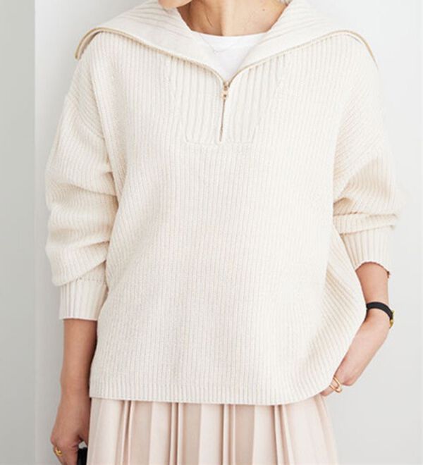 BELLUNA（ベルーナ）の「あぜ編ハーフジップニットプルオーバー（ニット・セーター）」｜詳細画像