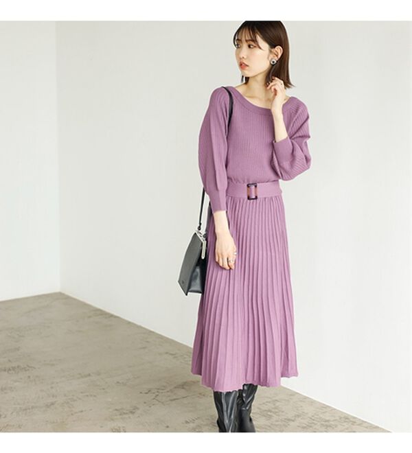 GeeRA（ジーラ）の「前後２ＷＡＹプリーツニットワンピース（ニットワンピース）」｜詳細画像