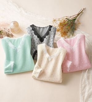 「【４色組】綿１００％ケミカルレースのインナー（肌着・インナーウェア）」｜4色組