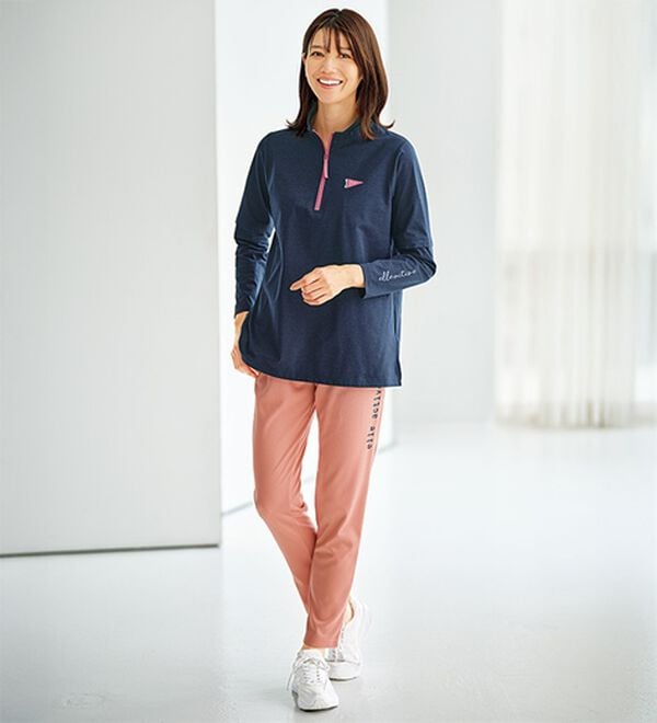 BELLUNA（ベルーナ）の「＜ＥＬＬＥ　Ａｃｔｉｖｅ＞綿タッチ裏起毛ハーフジッププルオーバー（カットソー）」｜詳細画像