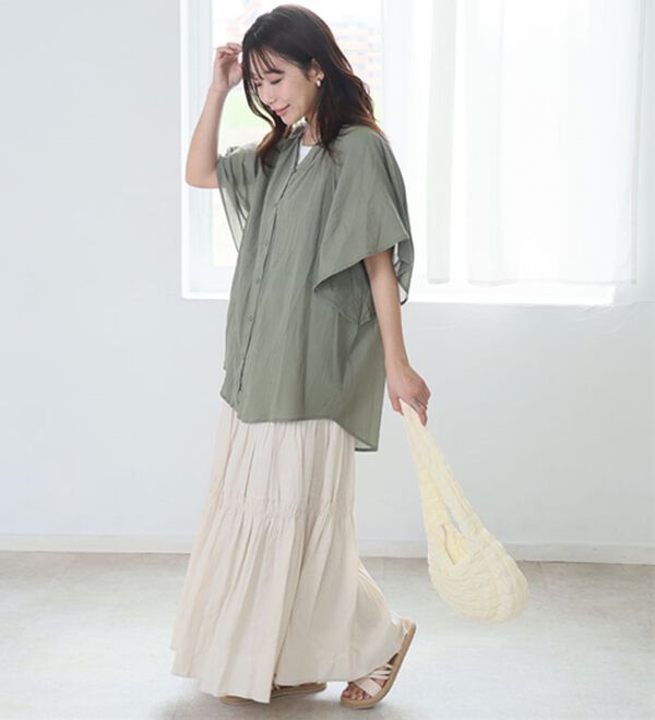 A HAPPY MARILYN（アハッピーマリリン）の「【Ｌ～６Ｌ】【風通るプレミアム】フレアスリーブワイドブラウス（ブラウス）」｜詳細画像