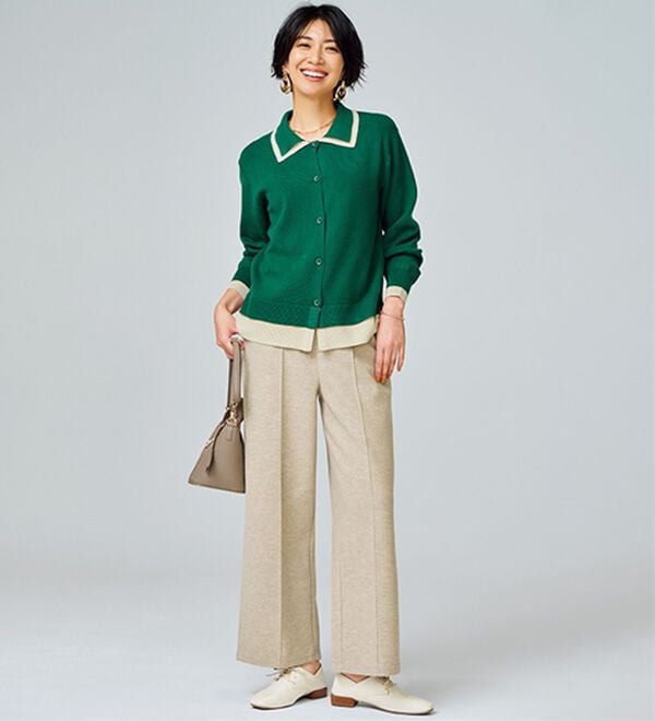 BELLUNA（ベルーナ）の「配色衿デザインニットカーディガン（ニットカーディガン）」｜詳細画像