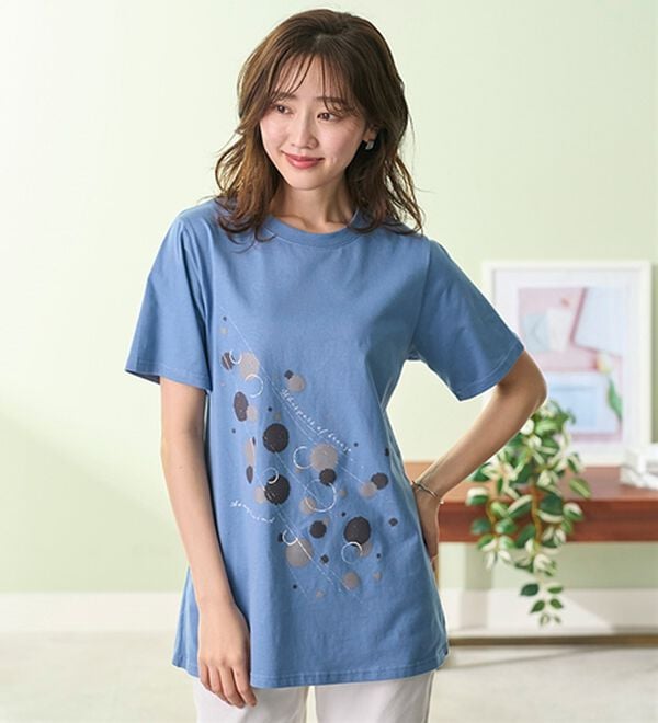 BELLUNA（ベルーナ）の「ひんやリッチコットン大人のおしゃれプリントチュニック（チュニック）」｜詳細画像