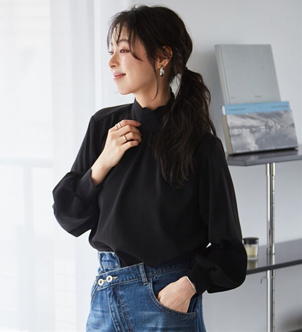 RANAN（ラナン）の「スカラップリブニット使いブラウス（ブラウス）」｜詳細画像