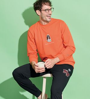 「＜ハッシュパピー＞ブランドデザイン裏毛トレーナー＆パンツ（メンズルームウェア）」｜詳細画像