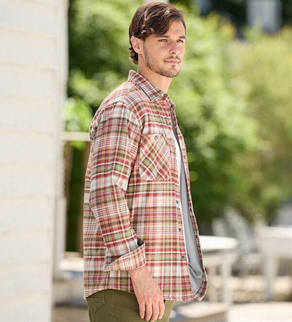 「（ダンロップ・リファインド）裏地に技あり！快適フランネルシャツジャケット（メンズジャケット）」｜詳細画像