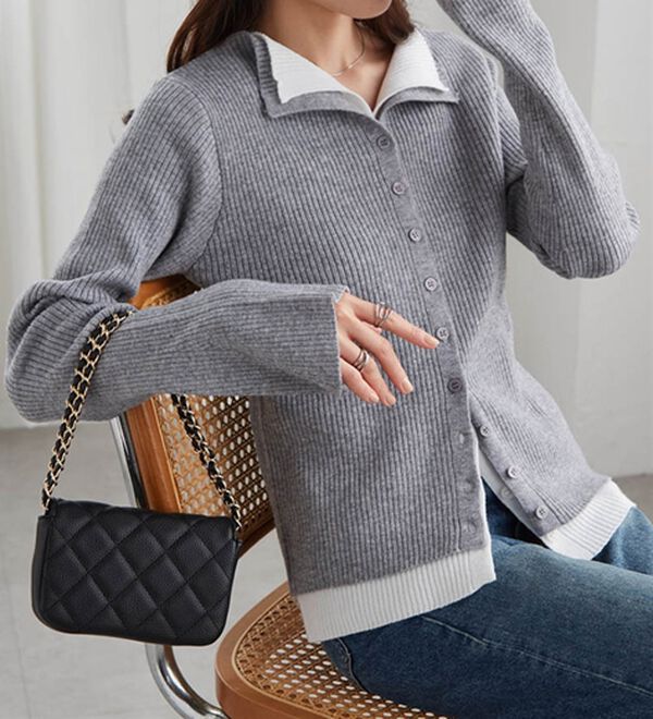 RANAN（ラナン）の「レイヤード配色ニットカーディガン（ニットカーディガン）」｜詳細画像