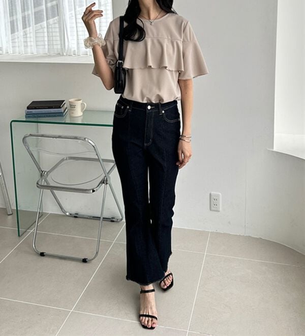 GeeRA（ジーラ）の「ラッフルフリルフレアースリーブＴブラウス（ブラウス）」｜詳細画像