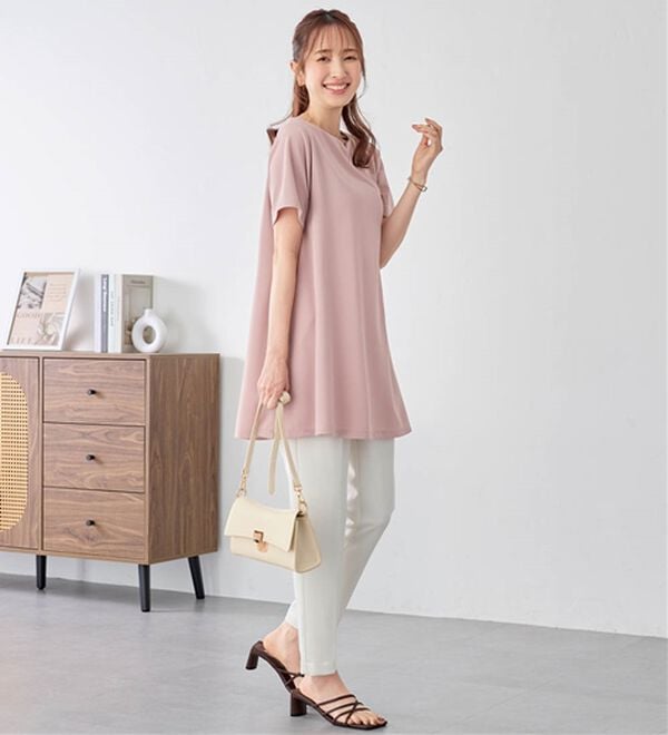 alotta（アロッタ）の「【接触冷感】さらっと快適！高見えフレアーロングチュニックＴシャツ（チュニック）」｜詳細画像