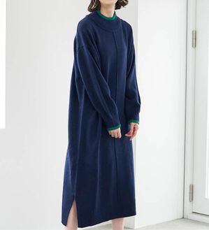 RANAN（ラナン）の「センターシームハイネックニットワンピース（ニットワンピース）」｜ネイビー系