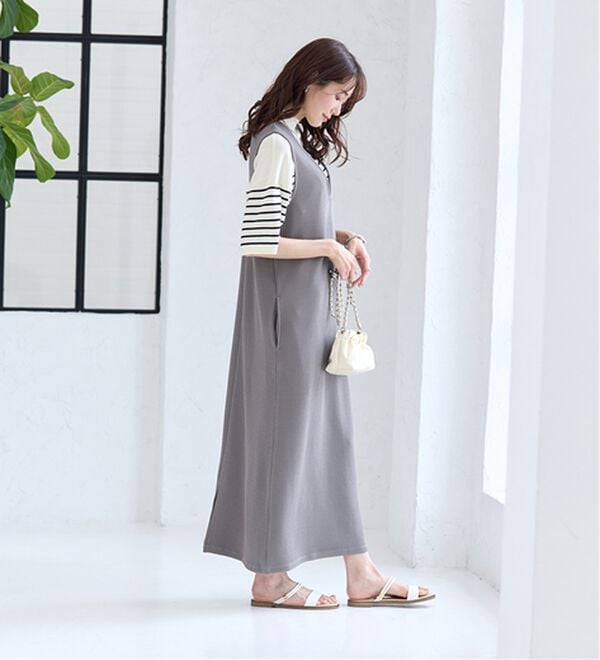 BELLUNA（ベルーナ）の「【選べるデザイン】Ｔシャツが苦手な方に！ひんやり綿混ニットＴ（ニット・セーター）」｜詳細画像