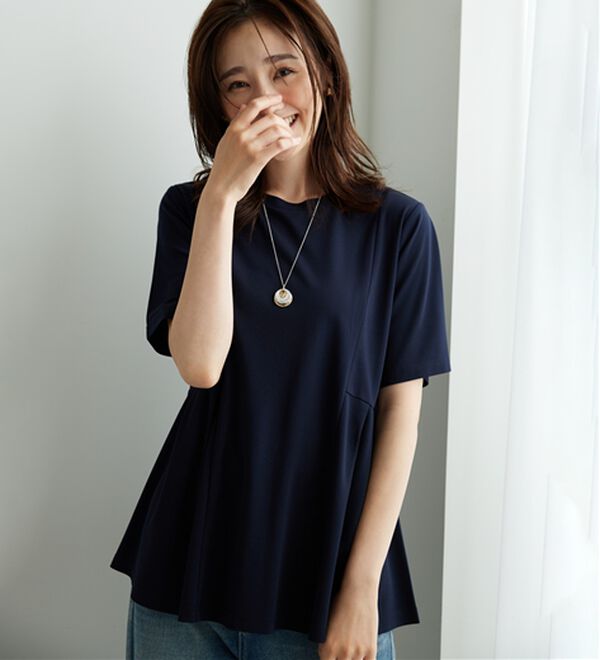 BELLUNA（ベルーナ）の「【接触冷感】ヒンヤリ！サイドタック使いチュニック（チュニック）」｜ネイビー