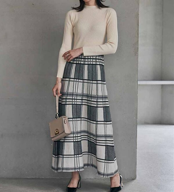 RANAN（ラナン）の「チェックジャカードニットワンピース（ニットワンピース）」｜詳細画像