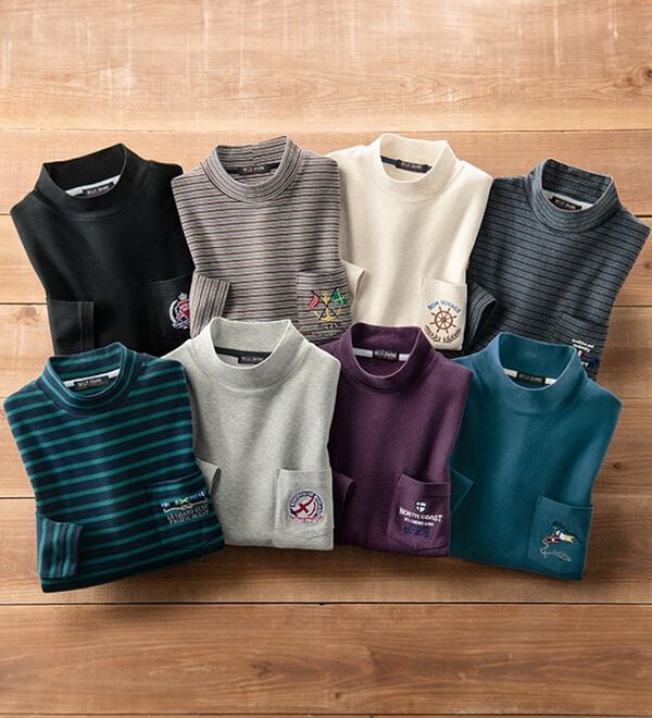 「綿１００％吸湿発熱ハイネックシャツ（メンズカットソー）」｜詳細画像