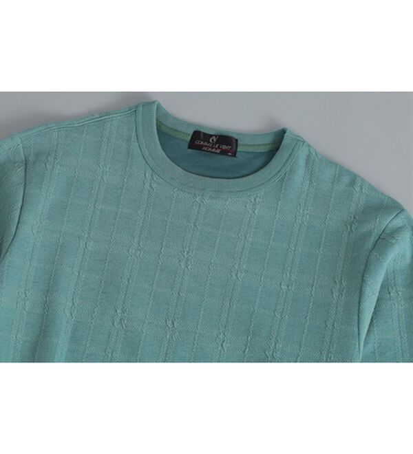 「＜コムルヴァン・オム＞チェック柄ふくれジャカードトレーナー（メンズトレーナー）」｜詳細画像