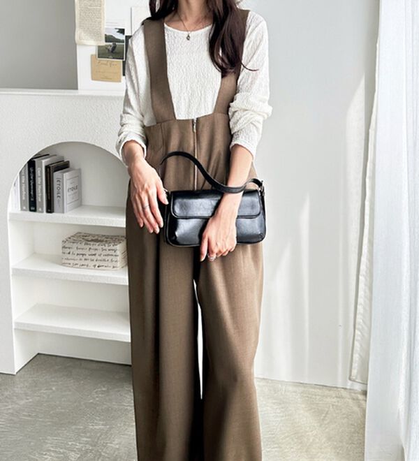 GeeRA（ジーラ）の「フロントジップハイウエストサロペット（オールインワン）」｜詳細画像