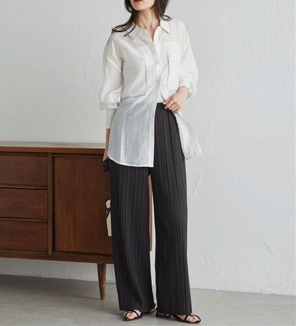 RANAN（ラナン）の「セミワイドプリーツイージーパンツ（フルレングスパンツ）」｜詳細画像