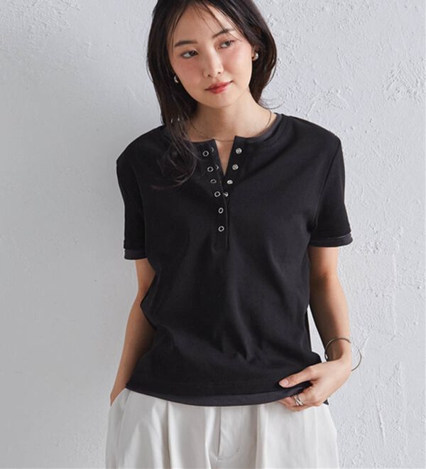 RANAN（ラナン）の「レイヤード風ヘンリーネックTシャツ（カットソー）」｜詳細画像