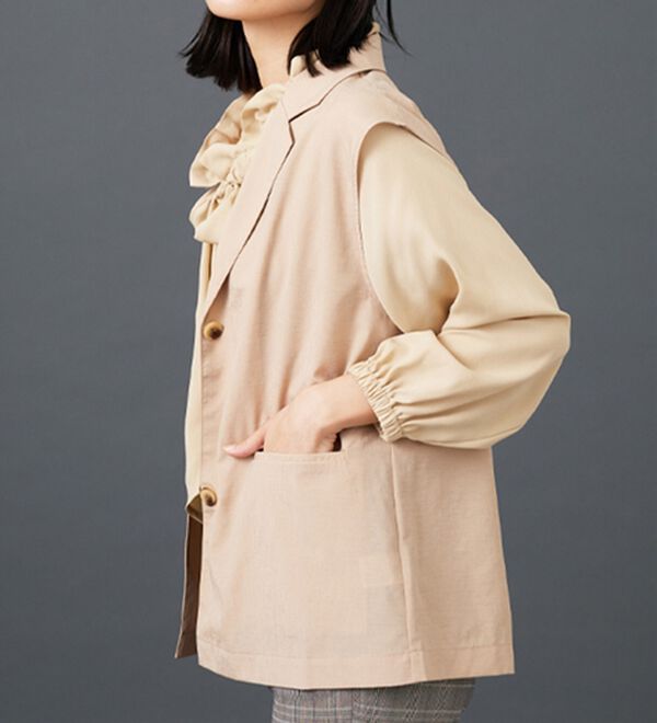 BELLUNA（ベルーナ）の「シアー素材ポケット付テーラードジレ（ジレ）」｜詳細画像