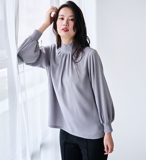 RANAN（ラナン）の「スカラップリブニット使いブラウス（ブラウス）」｜詳細画像