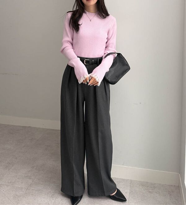 RANAN（ラナン）の「【春色追加】シアーフリル袖ハイネックリブニット（ニット・セーター）」｜詳細画像