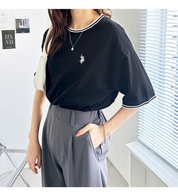 GeeRA（ジーラ）の「【ＵＳ．ＰＯＬＯ．ＡＳＳＮ】ライン配色Ｔシャツ（Tシャツ）」｜詳細画像