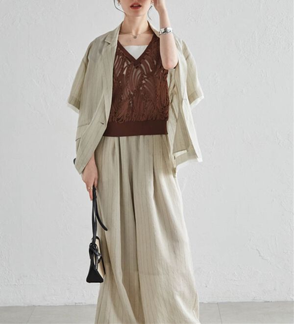 RANAN（ラナン）の「【前後２ＷＡＹ】シアー刺しゅうベスト（ベスト）」｜詳細画像