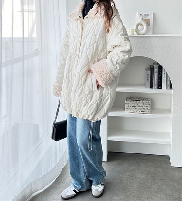 GeeRA（ジーラ）の「衿ボアミドル丈バルーンキルティングブルゾン（ブルゾン）」｜詳細画像