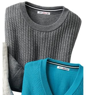 「日本製　色を愉しむウォッシャブルセーター（メンズニット・セーター）」｜グレー(クルー首)