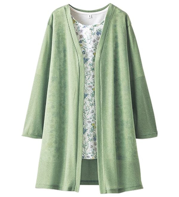 BELLUNA（ベルーナ）の「上品レース花柄プリントカーディガンアンサンブル（アンサンブル）」｜詳細画像