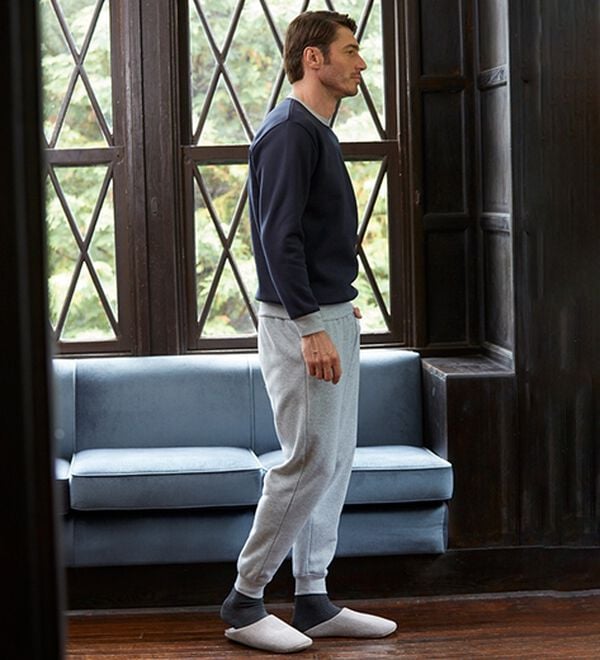 「＜シンプル＆プラス＞裏起毛スウェット上下セット（メンズルームウェア）」｜詳細画像