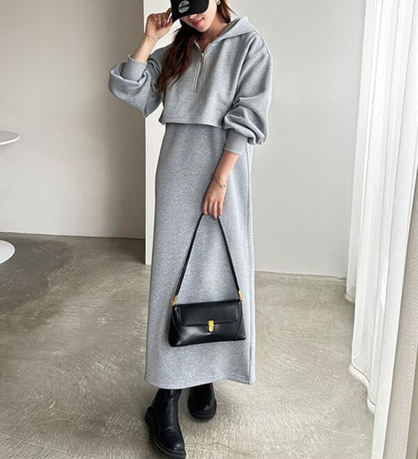 セットアップ風ハーフジップワンピース - ベルーナ【公式】