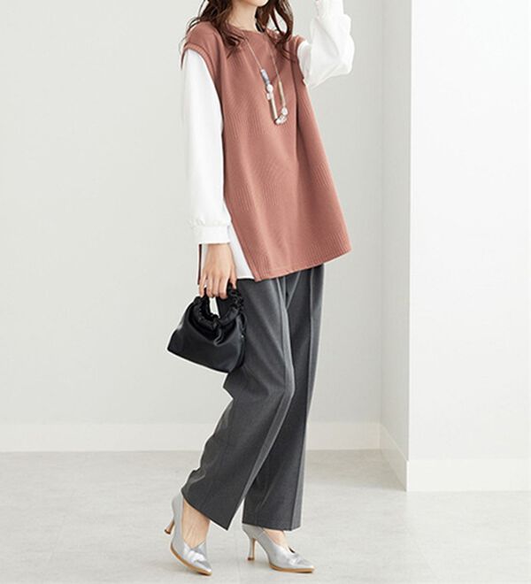 BELLUNA（ベルーナ）の「ボーダージャカード異素材切替チュニック（チュニック）」｜詳細画像