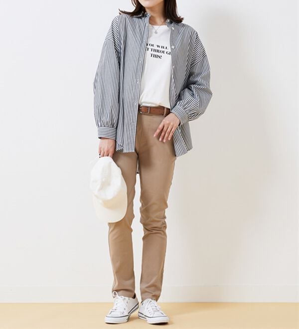 BELLUNA（ベルーナ）の「チノ見えストレッチ素材スリムパンツ（フルレングスパンツ）」｜詳細画像