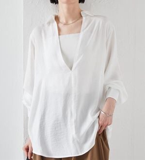 RANAN（ラナン）の「2WAYサテンスキッパーシャツ（シャツ）」｜ホワイト