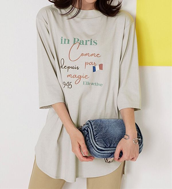 BELLUNA（ベルーナ）の「＜ＥＬＬＥ　Ａｃｔｉｖｅ＞多機能ロゴプリントチュニック（チュニック）」｜詳細画像