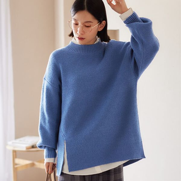 Viola e Viola（ヴィオラ エ ヴィオラ）の「【毛玉になりにくい・静電気防止】サイドスリットハイネックニット（ニット・セーター）」｜詳細画像