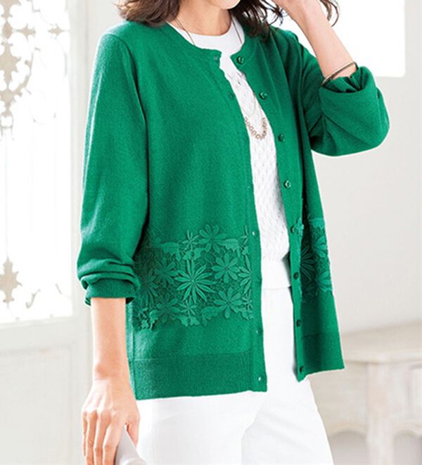 花柄レースニットカーディガン - ベルーナ【公式】