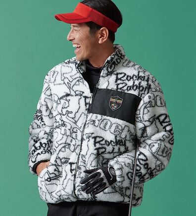 「＜ロッキーラビット＞ロゴデザインボアフリースジャケット（メンズジャケット）」