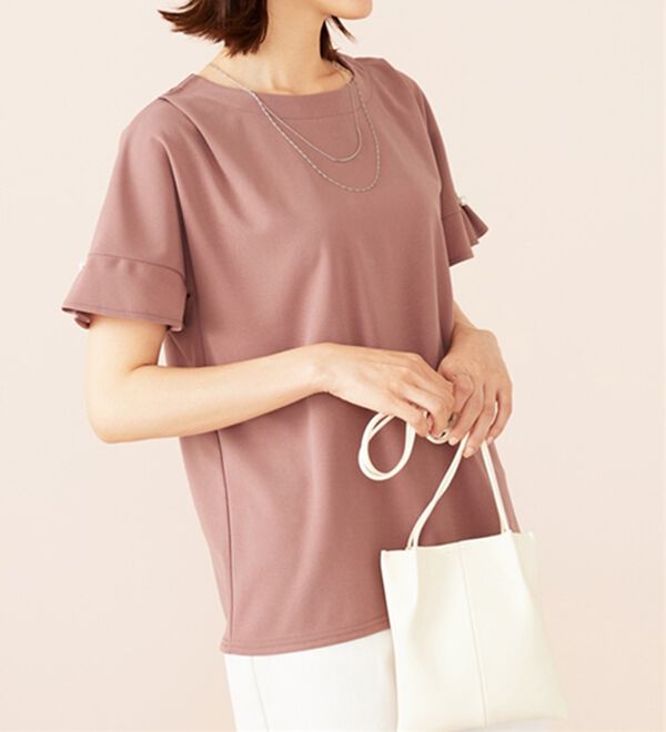 BELLUNA（ベルーナ）の「ジョーゼット素材袖パールブラウス（ブラウス）」｜詳細画像