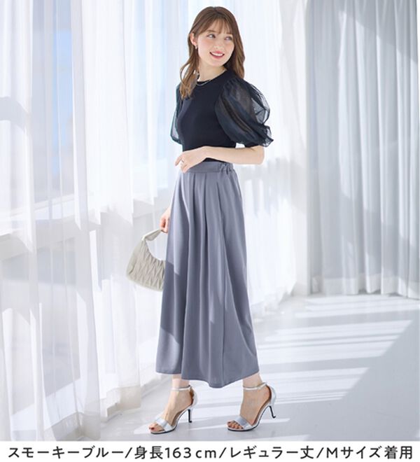 alotta（アロッタ）の「【選べる２丈】上品ドレープパンツ（ワイドパンツ・ガウチョ）」｜詳細画像