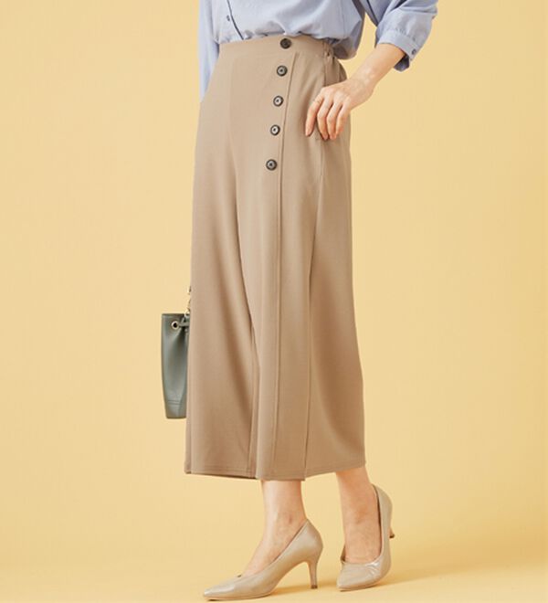 BELLUNA（ベルーナ）の「ジョーゼット素材サイドボタンワイドパンツ（ワイドパンツ・ガウチョ）」｜詳細画像