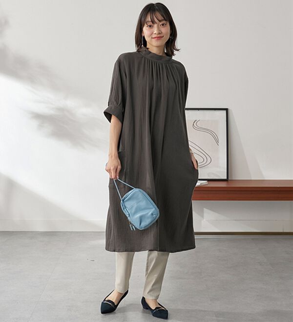 BELLUNA（ベルーナ）の「《ＨｕｇＲｅａｍコットン》ダブルガーゼゆったりワンピース（チュニックワンピース）」｜詳細画像